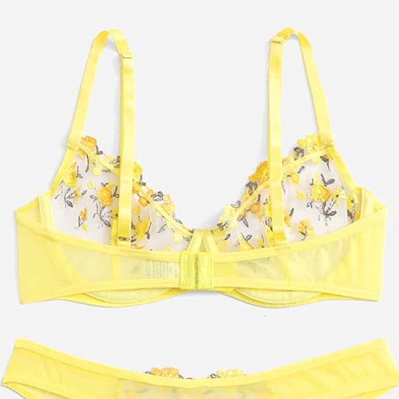 Cottagecore Yellow Floral Lace Lingerie Bra - Picture 7 of 9